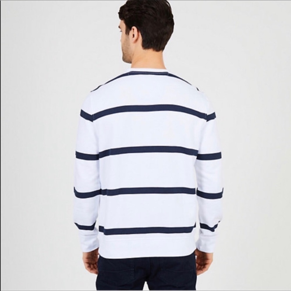 Crewneck Pullover Sweater Sailor White Blue Red - Picture 3 of 7